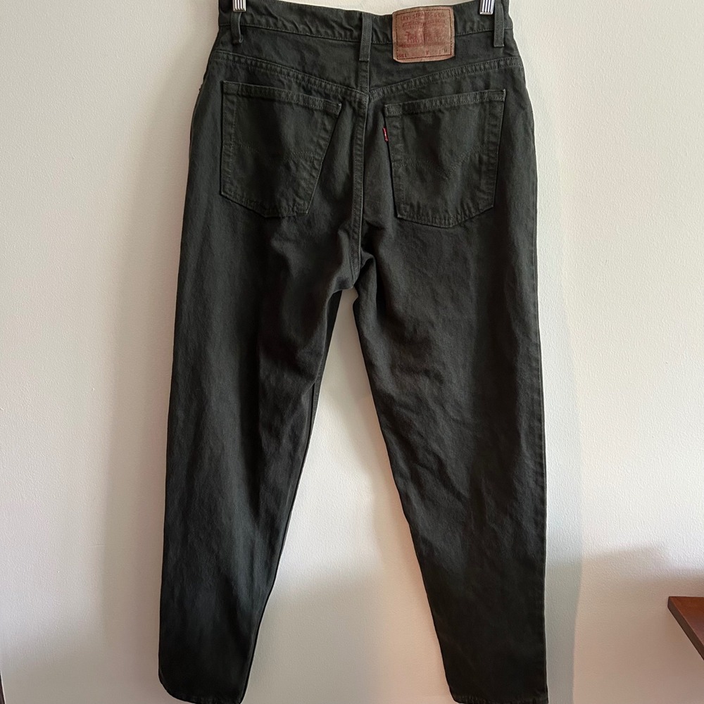 Vintage Levi's 551 Jeans Olive Green 12 MED Relaxed Tapered High Waist USA Made - Picture 3 of 6